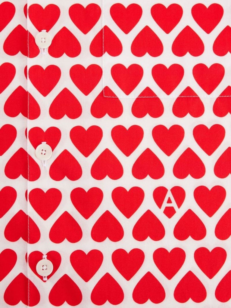 Red Heart Print Short Sleeve Shirt