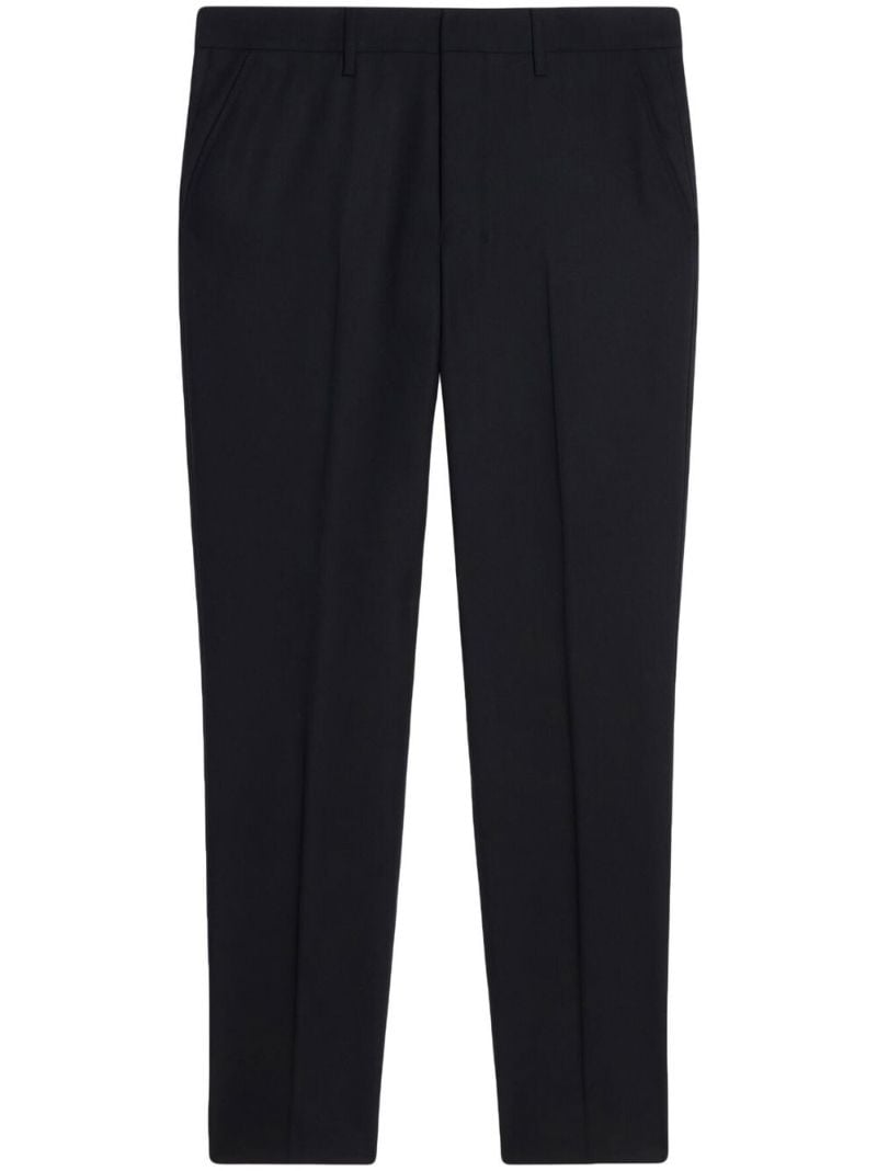 Black Virgin Wool Tapered Trousers