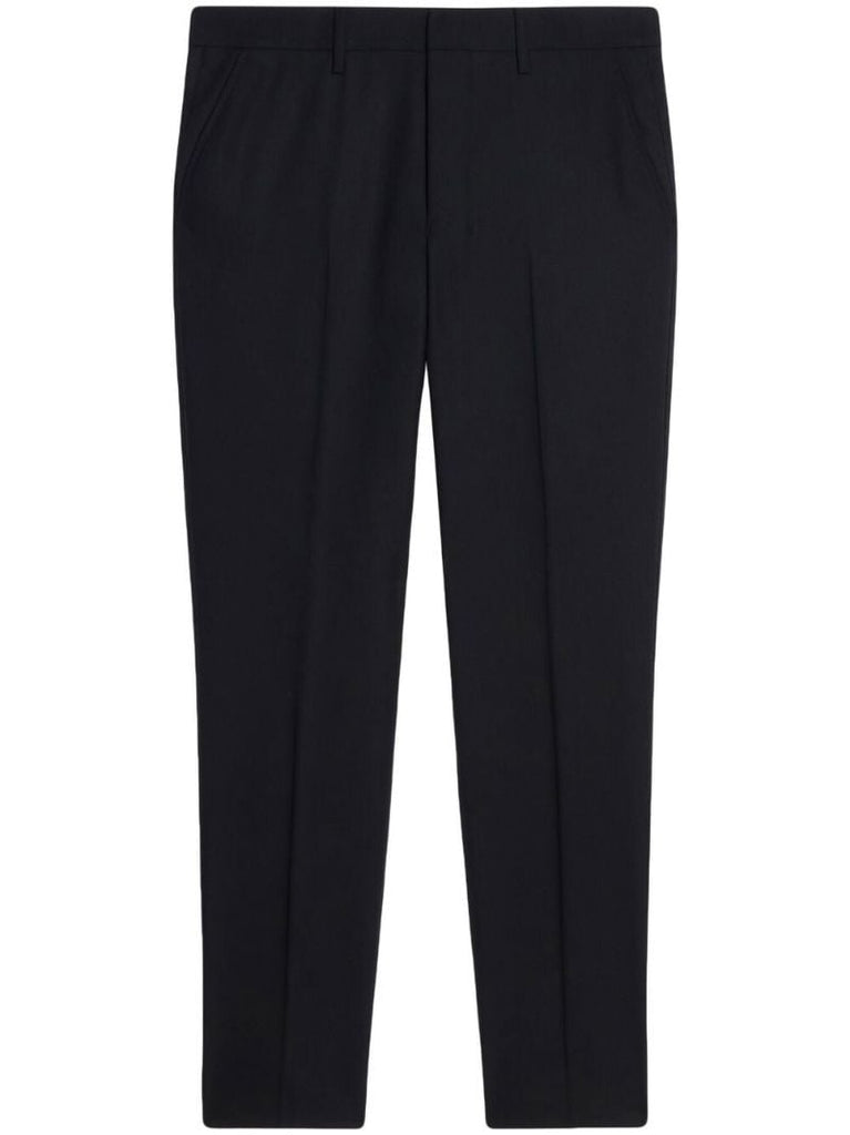 Black Virgin Wool Tapered Trousers