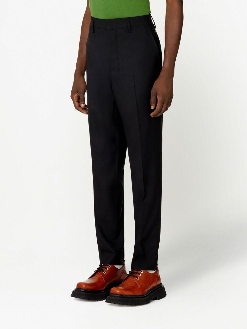 Black Virgin Wool Tapered Trousers