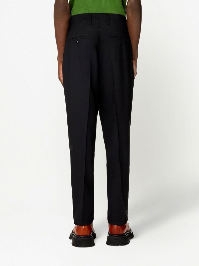 Black Virgin Wool Tapered Trousers