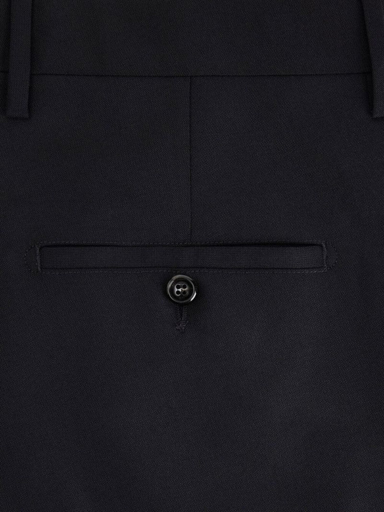 Black Virgin Wool Tapered Trousers