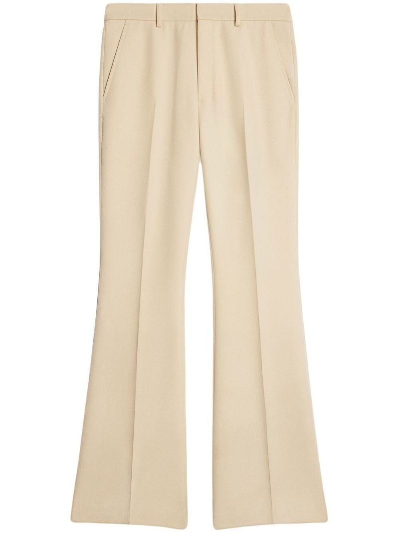 Neutral Virgin-wool Flared Trousers