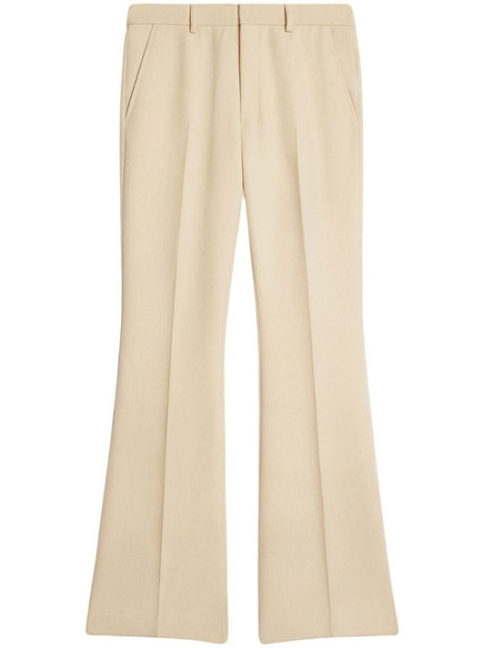 Neutral Virgin-wool Flared Trousers