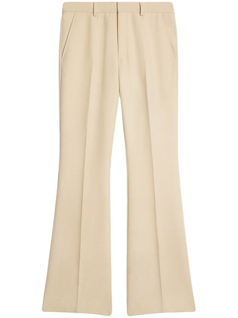 Neutral Virgin-wool Flared Trousers