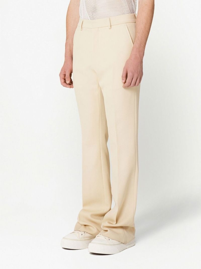 Neutral Virgin-wool Flared Trousers