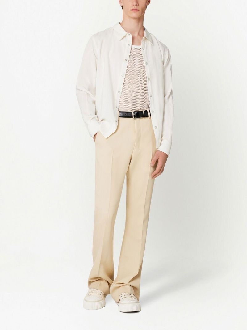 Neutral Virgin-wool Flared Trousers