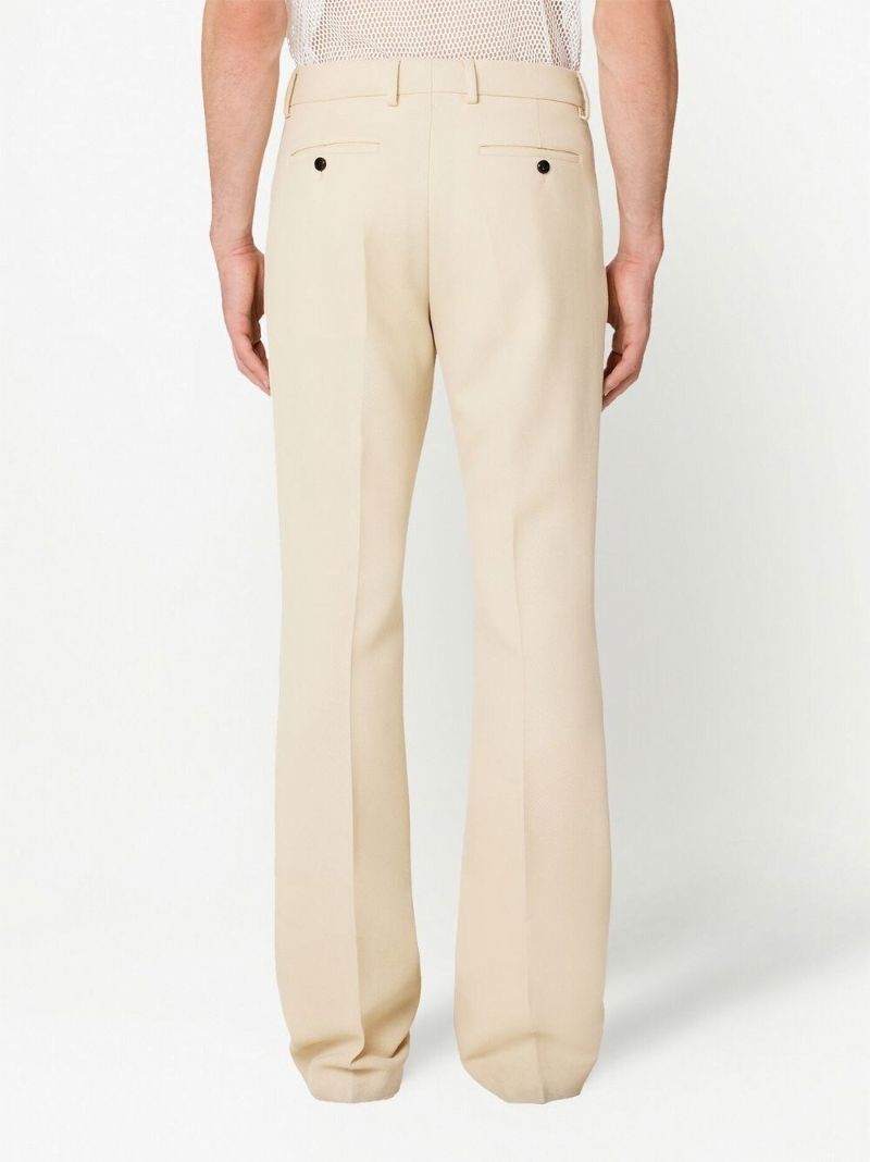 Neutral Virgin-wool Flared Trousers