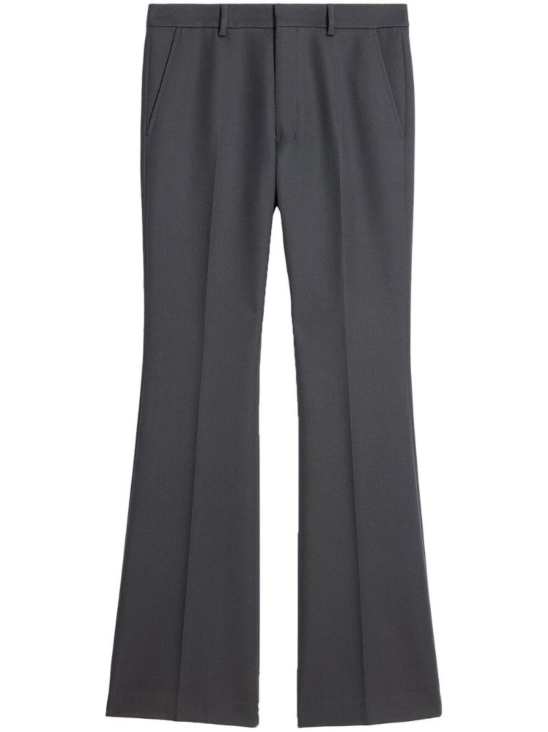 Grey Virgin Wool Flared Trousers