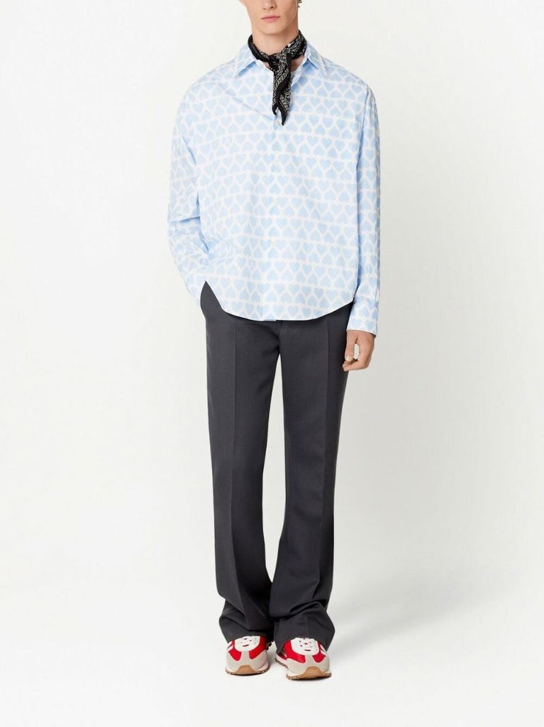Grey Virgin Wool Flared Trousers