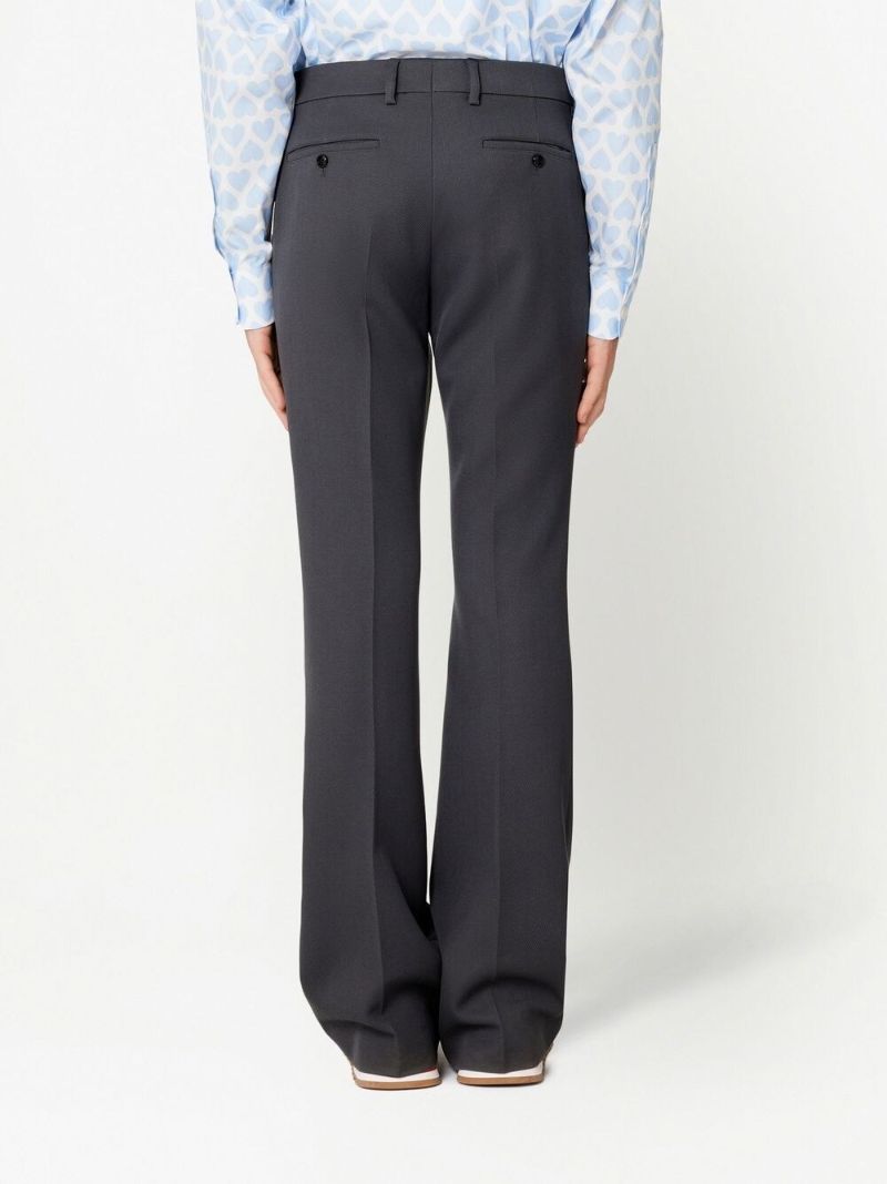 Grey Virgin Wool Flared Trousers