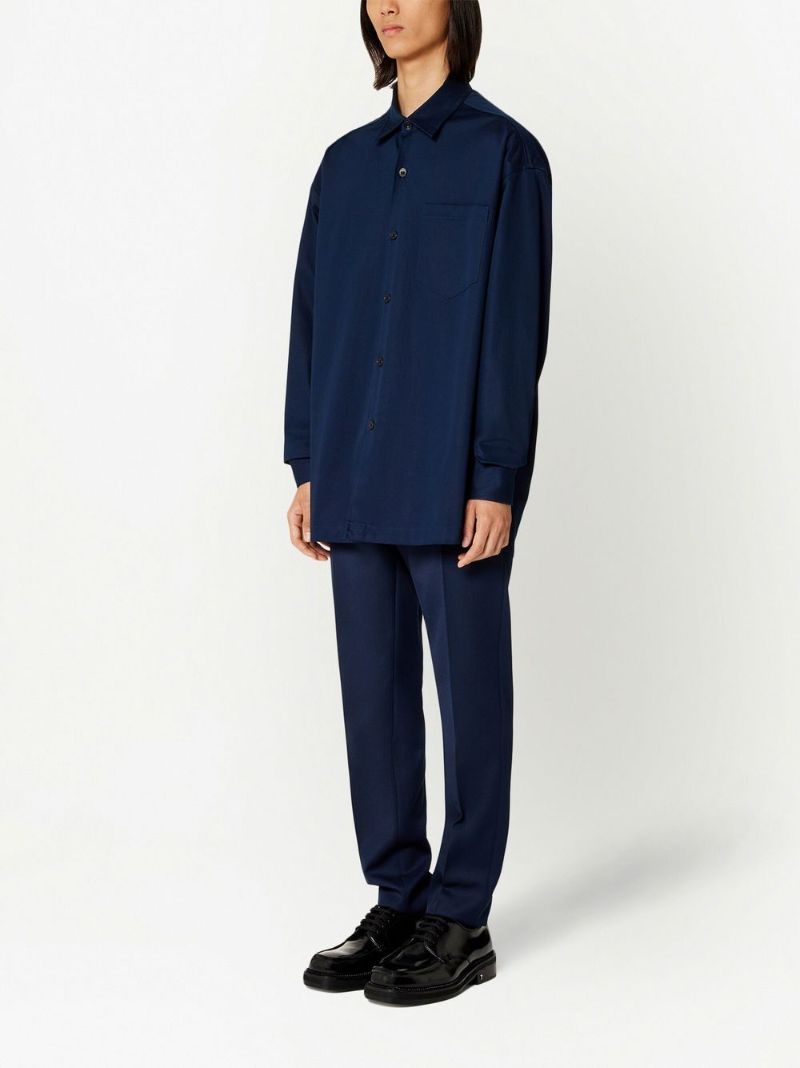 Navy Logo Print Long Sleeve Shirt
