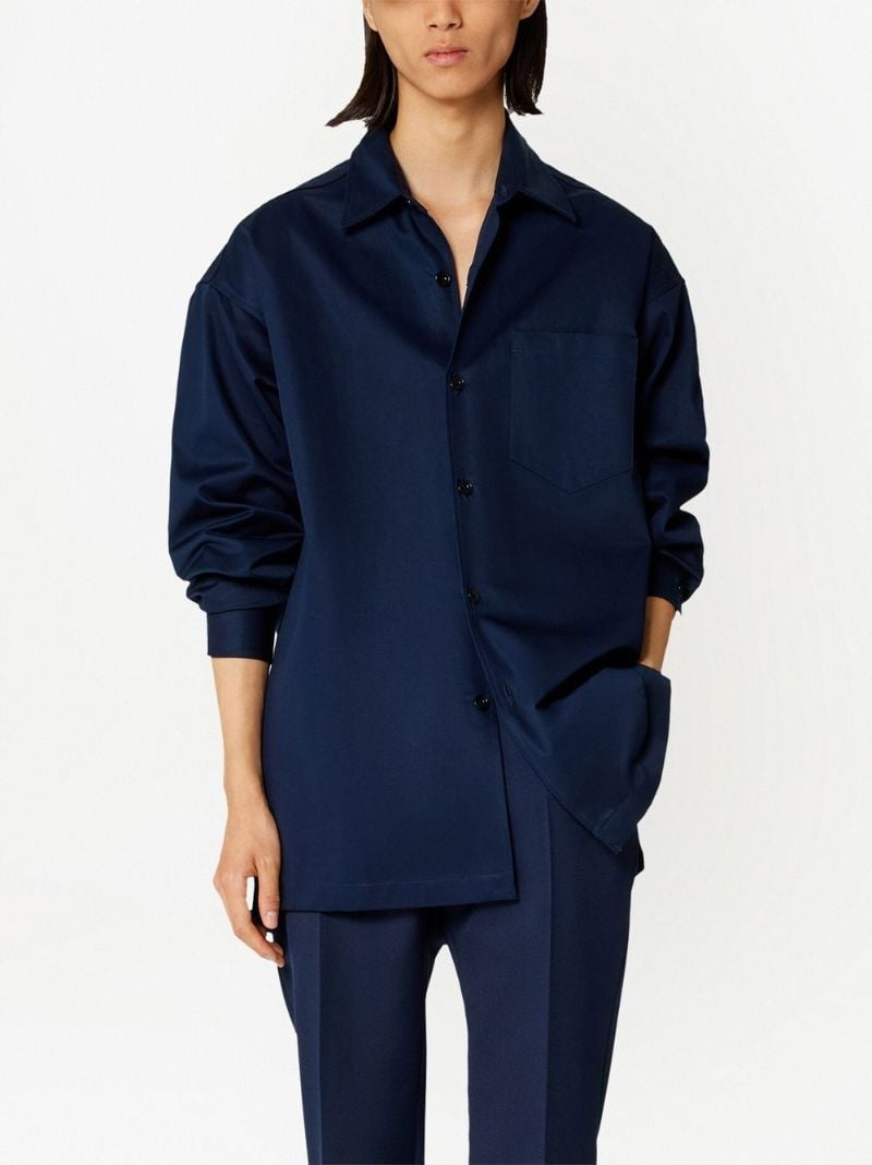 Navy Logo Print Long Sleeve Shirt