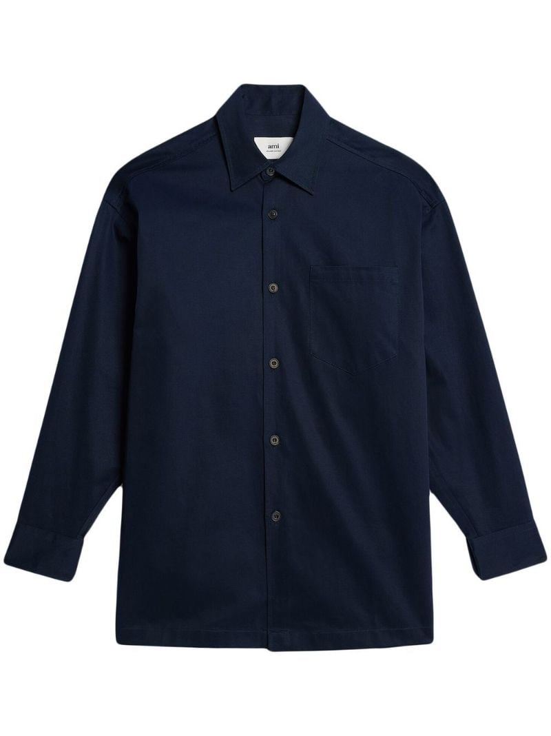 Navy Logo Print Long Sleeve Shirt