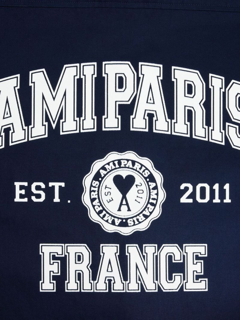 Navy Logo Print Long Sleeve Shirt
