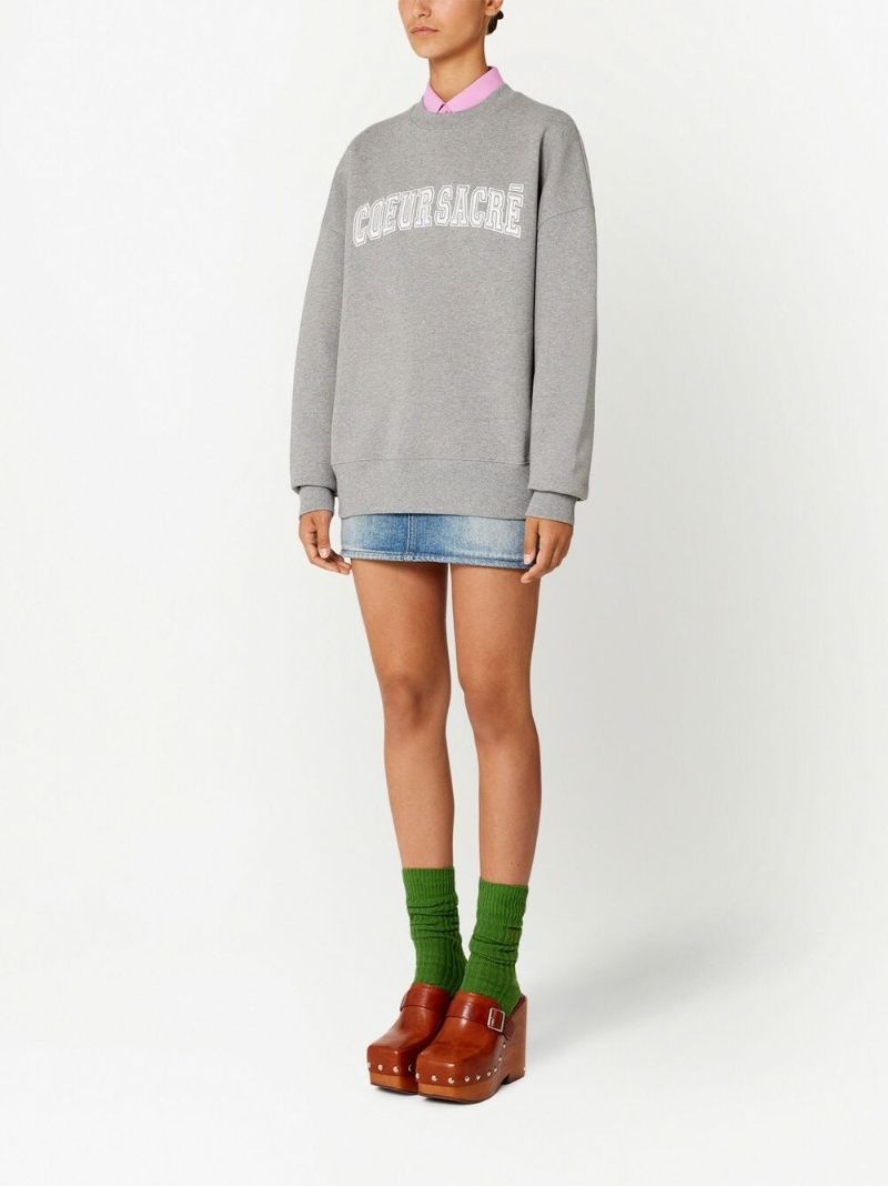 Grey Coeur SacrÃ_x0083_Â© Logo Embroidered Sweatshirt