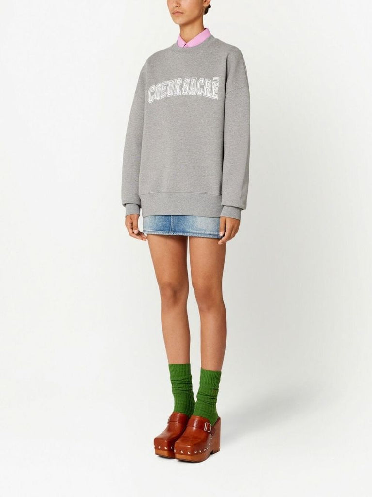 Grey Coeur SacrÃ_x0083_Â© Logo Embroidered Sweatshirt