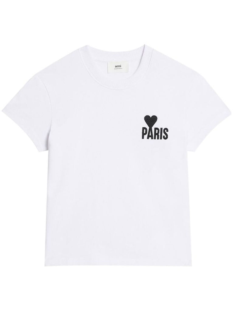 White Logo Embroidered T-shirt