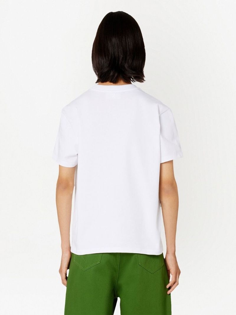 White Logo Embroidered T-shirt
