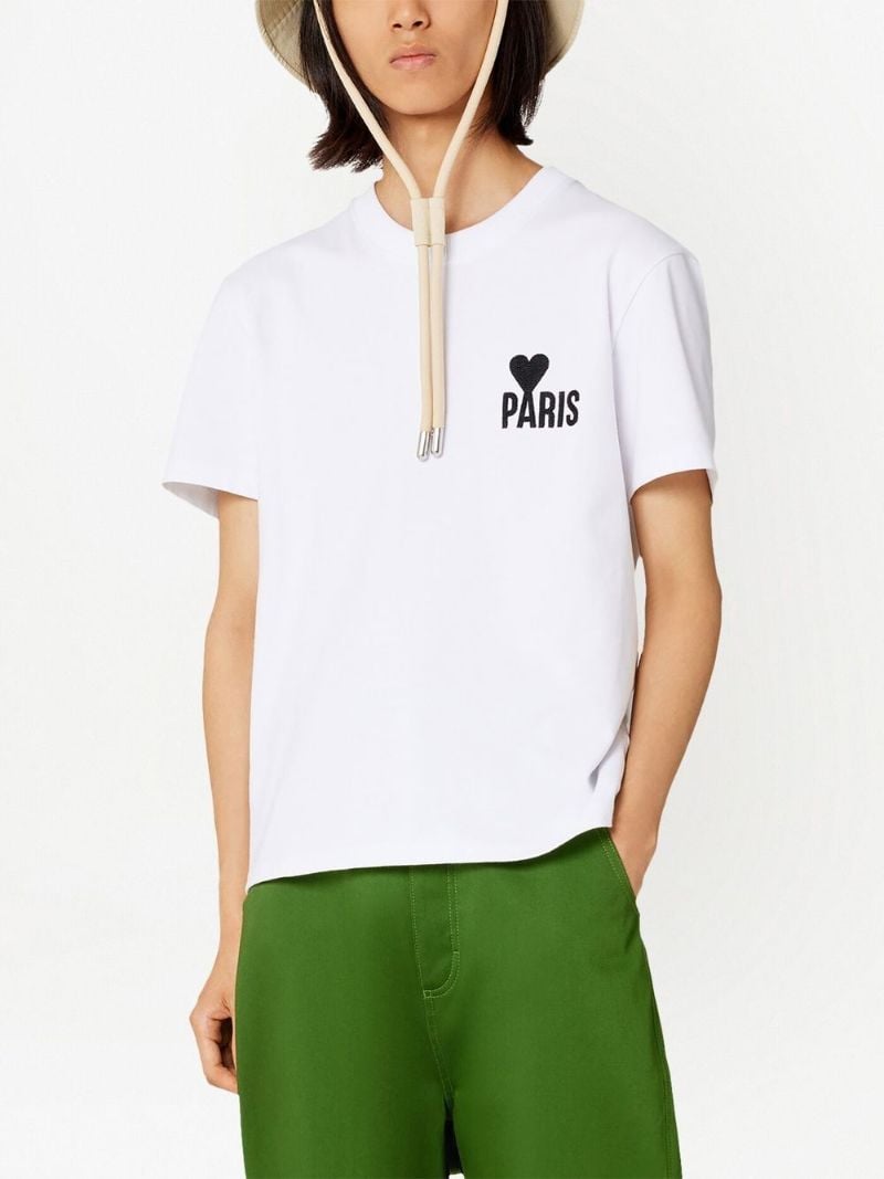 White Logo Embroidered T-shirt