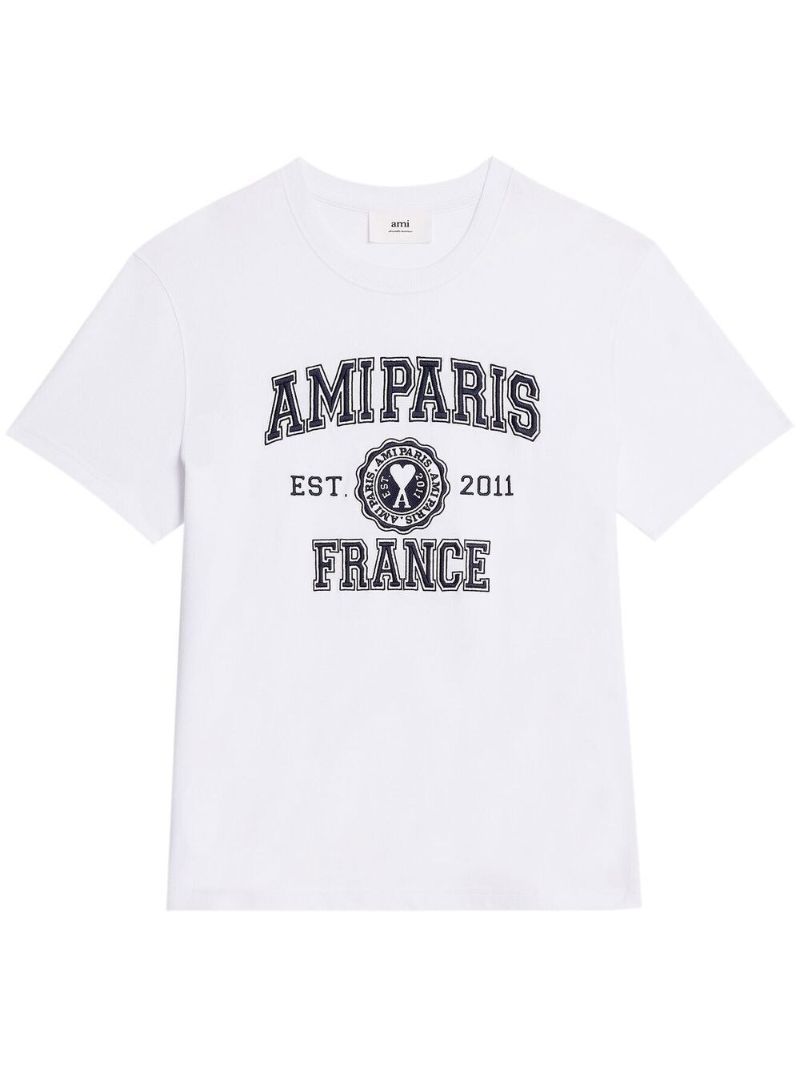 White Logo Print T-shirt