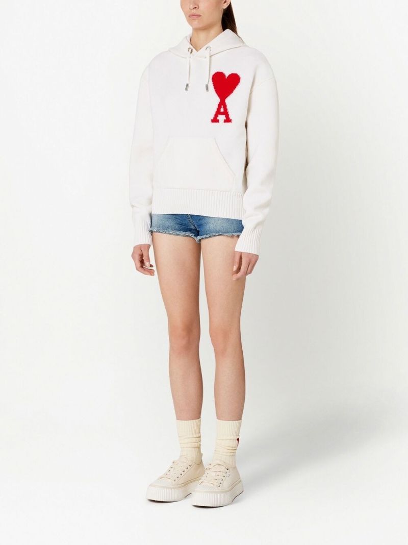 White Ami De Coeur Virgin Wool Hoodie