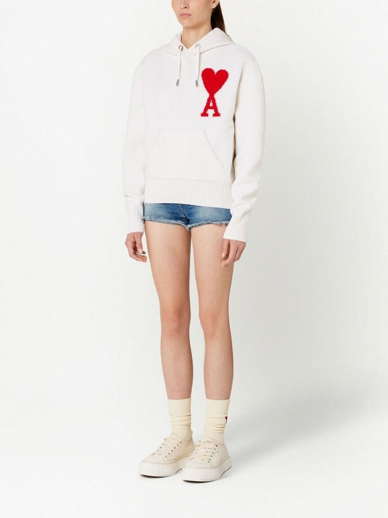 White Ami De Coeur Virgin Wool Hoodie