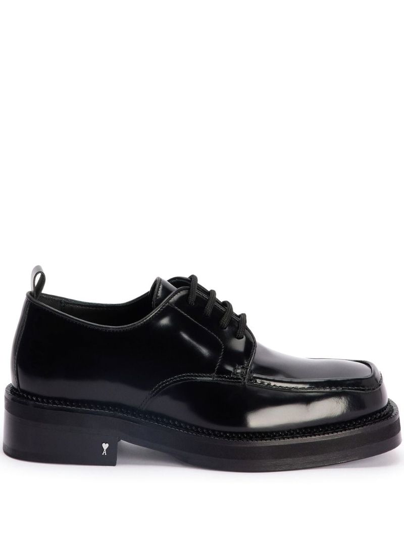 Black Brushed Leather Derby Shoes