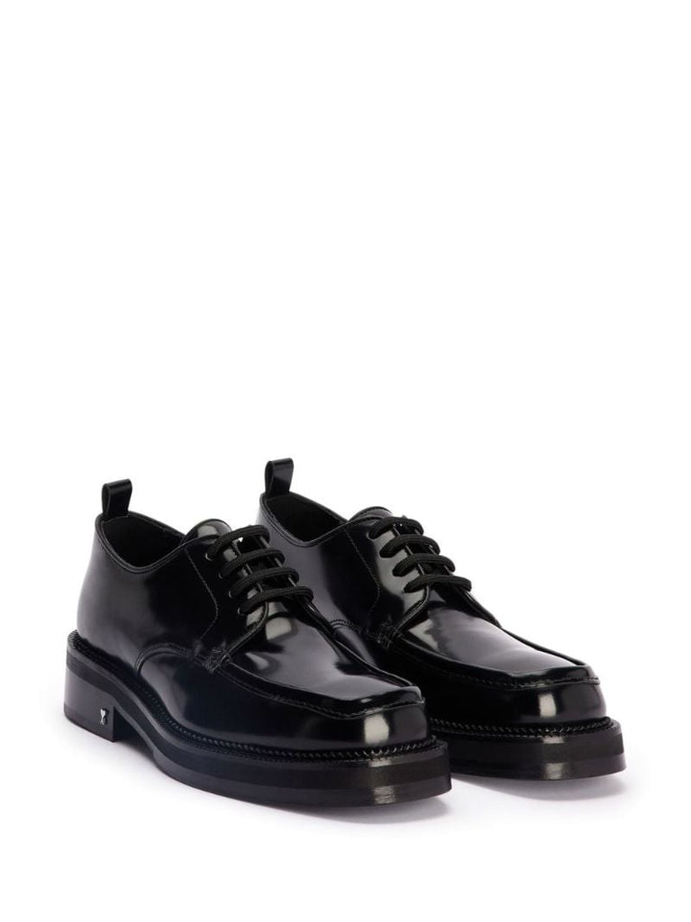 Black Brushed Leather Derby Shoes