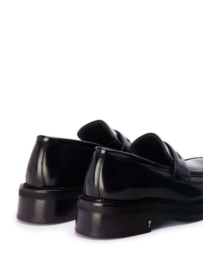 Black Square Toe Patent Leather Loafers