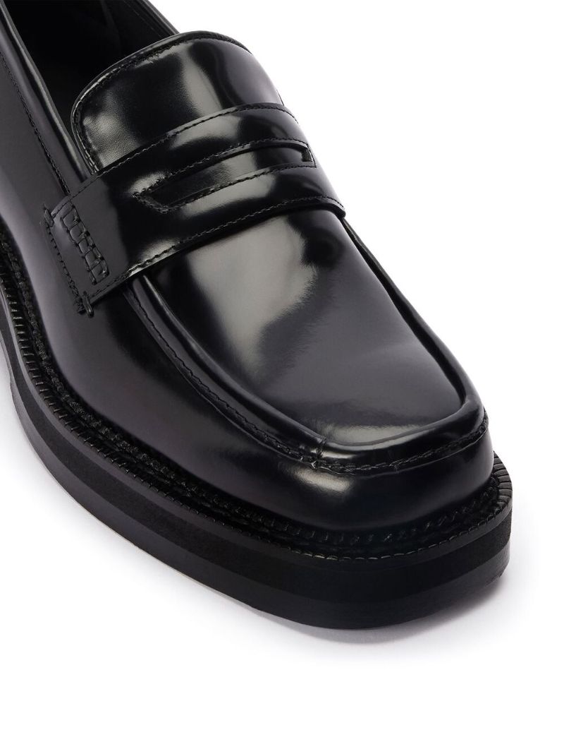 Black Square Toe Patent Leather Loafers