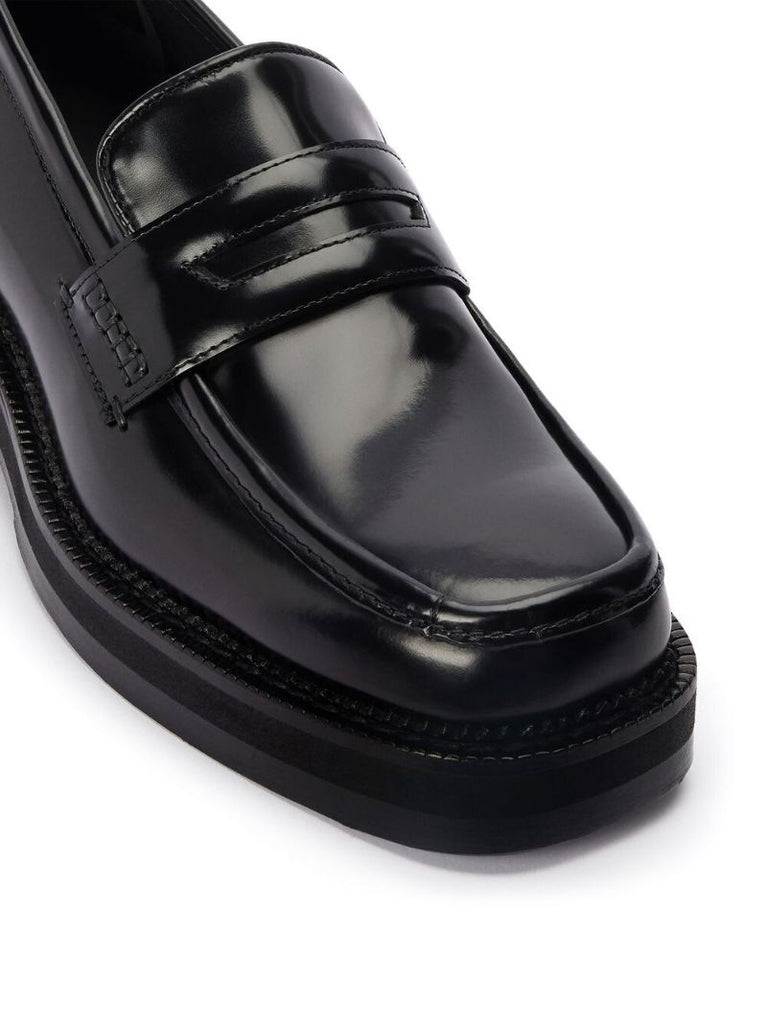 Black Square Toe Patent Leather Loafers
