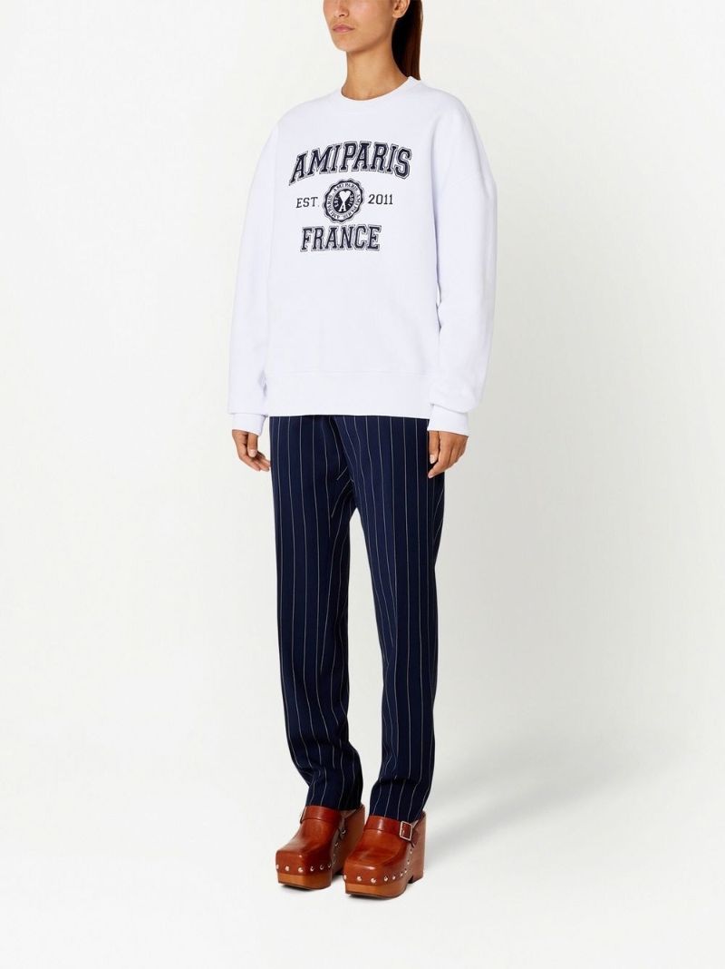 White Logo Embroidered Cotton Sweatshirt
