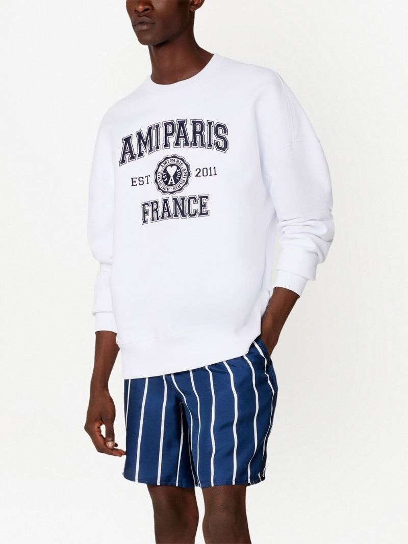 White Logo Embroidered Cotton Sweatshirt