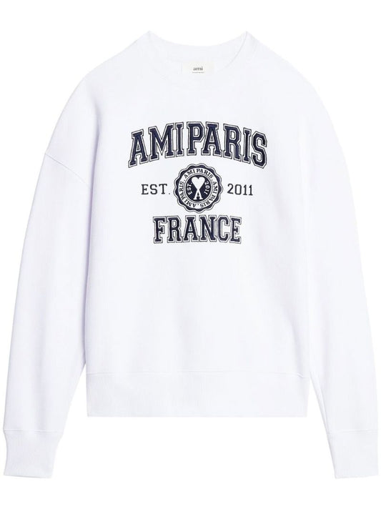 White Logo Embroidered Cotton Sweatshirt
