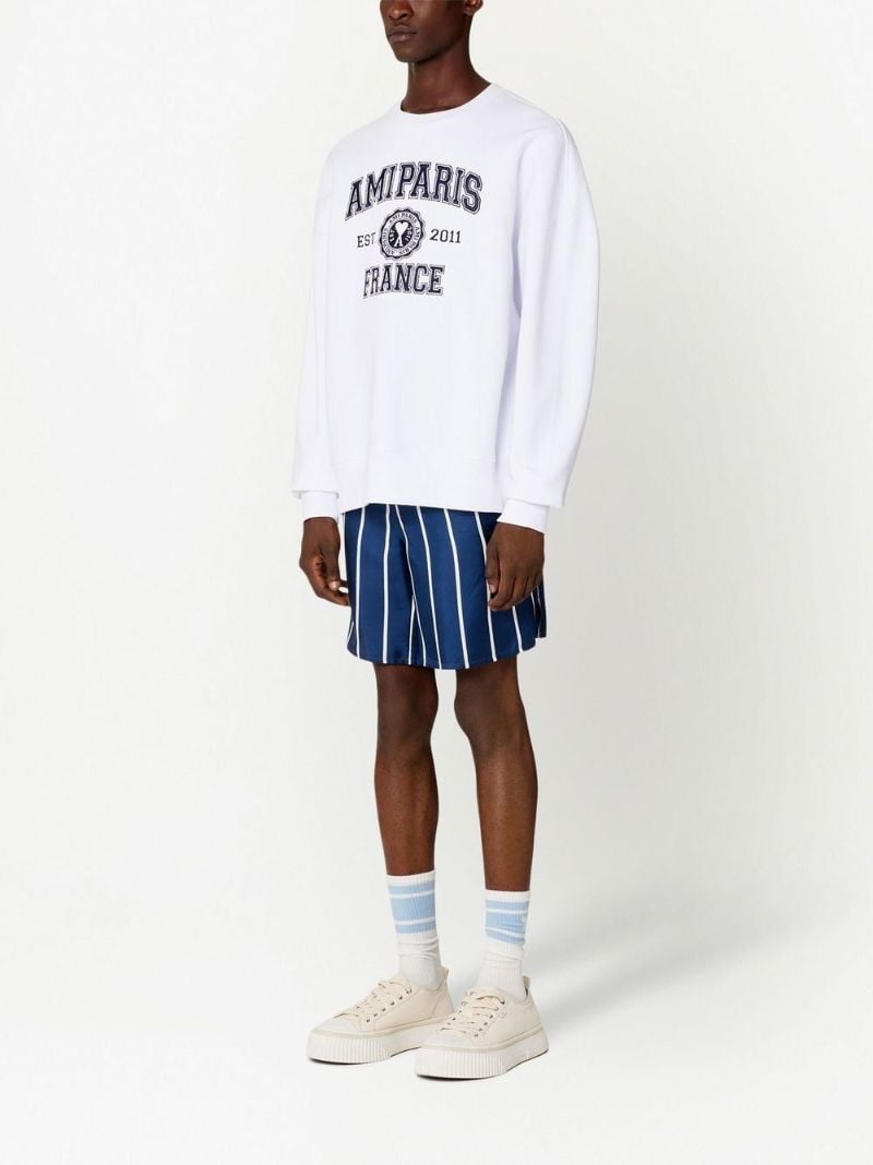 White Logo Embroidered Cotton Sweatshirt