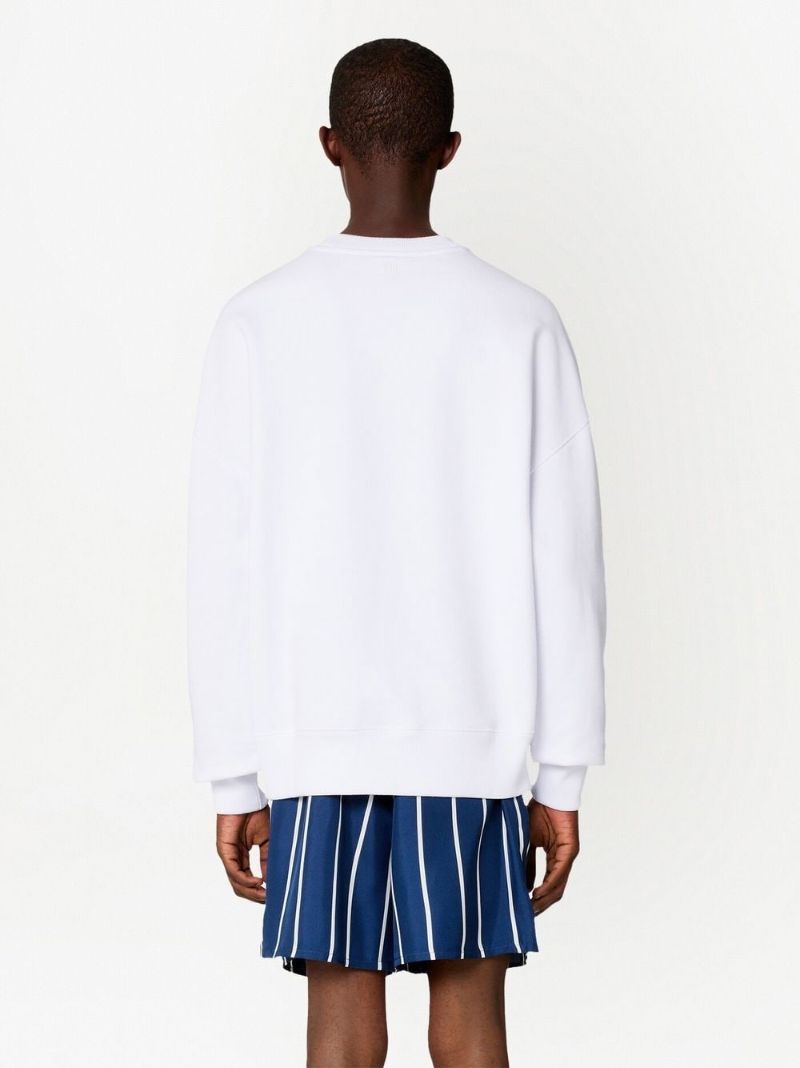 White Logo Embroidered Cotton Sweatshirt