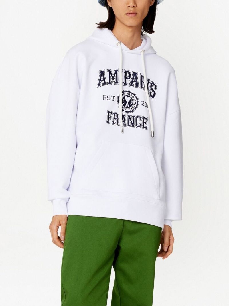 White Logo Print Hoodie