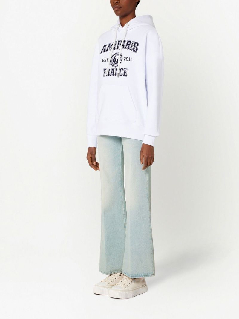 White Logo Print Hoodie