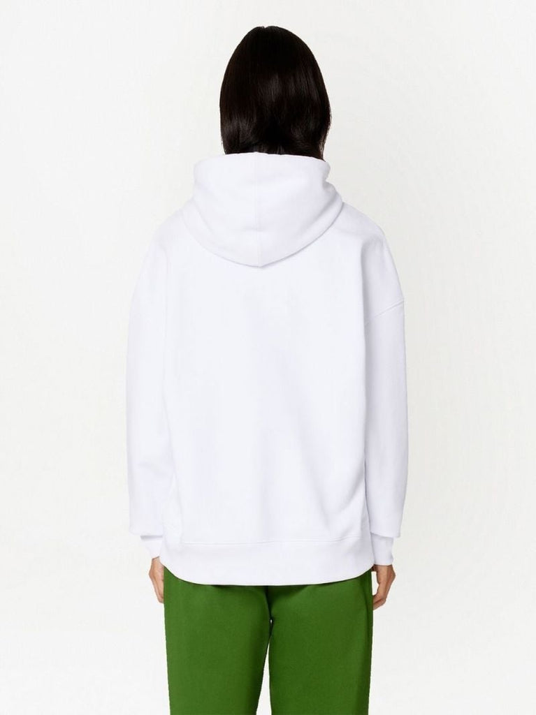 White Logo Print Hoodie