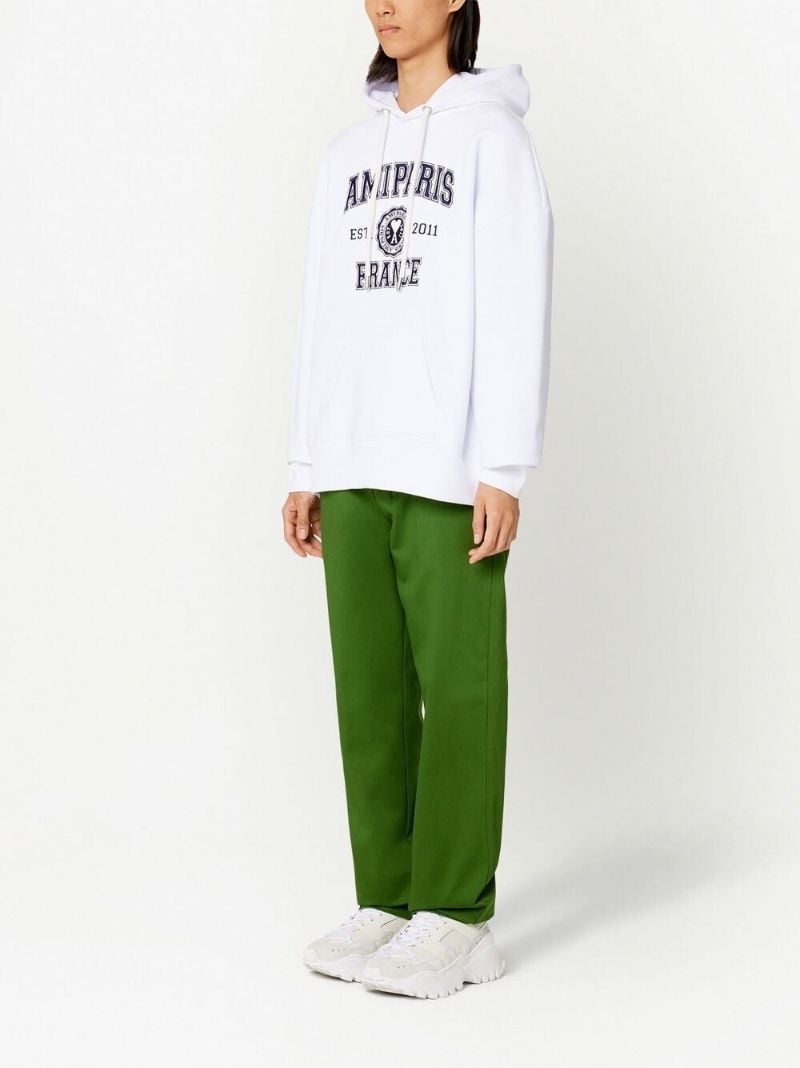 White Logo Print Hoodie