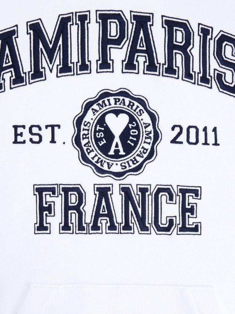 White Logo Print Hoodie