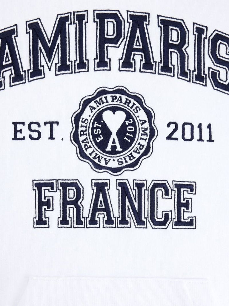 White Logo Print Hoodie