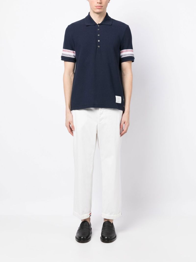 Blue Rwb Stripe Cotton Polo Shirt