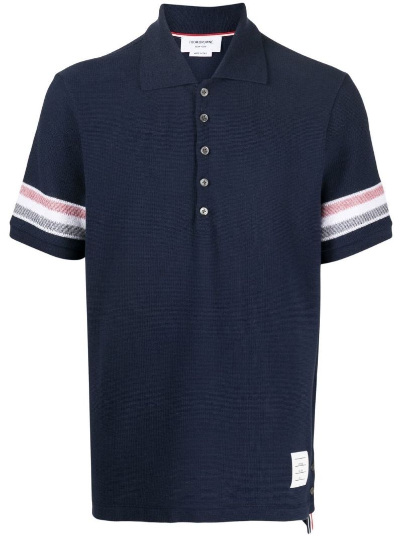 Blue Rwb Stripe Cotton Polo Shirt