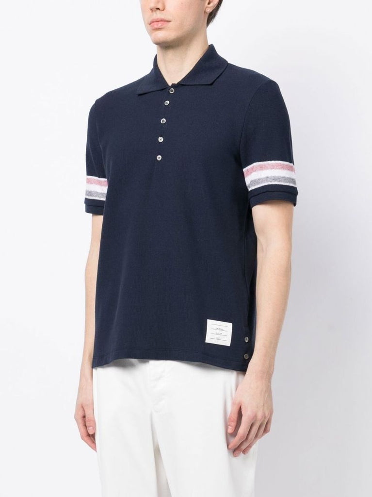 Blue Rwb Stripe Cotton Polo Shirt