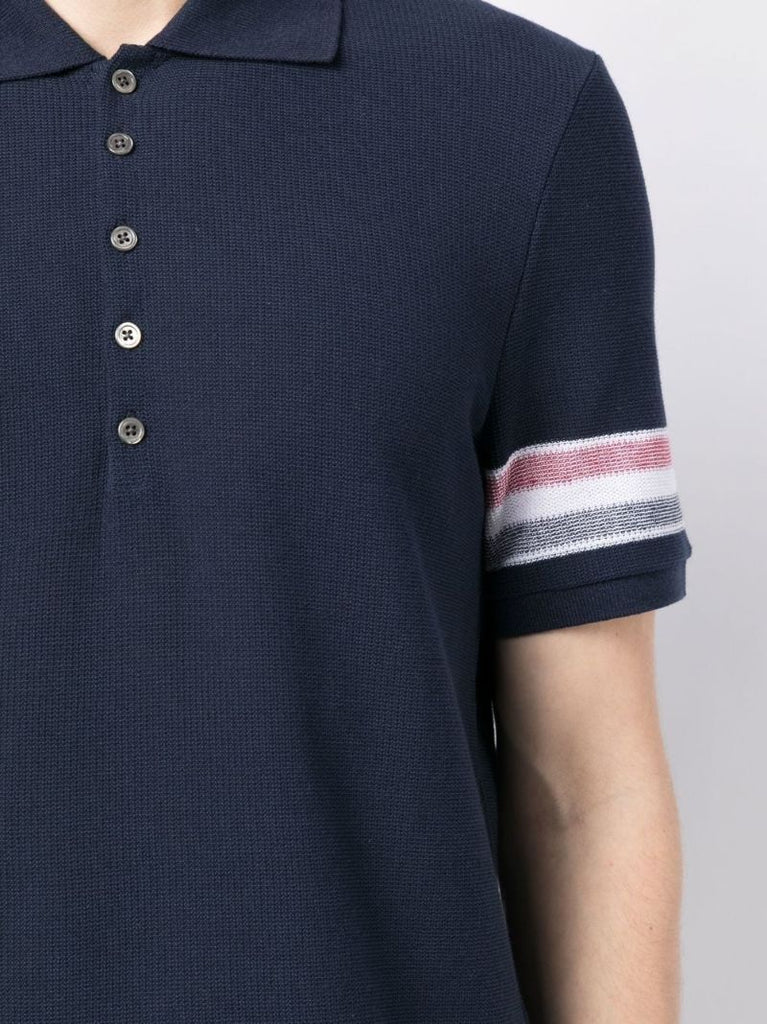 Blue Rwb Stripe Cotton Polo Shirt