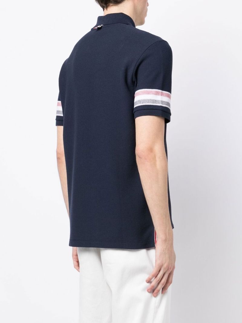 Blue Rwb Stripe Cotton Polo Shirt