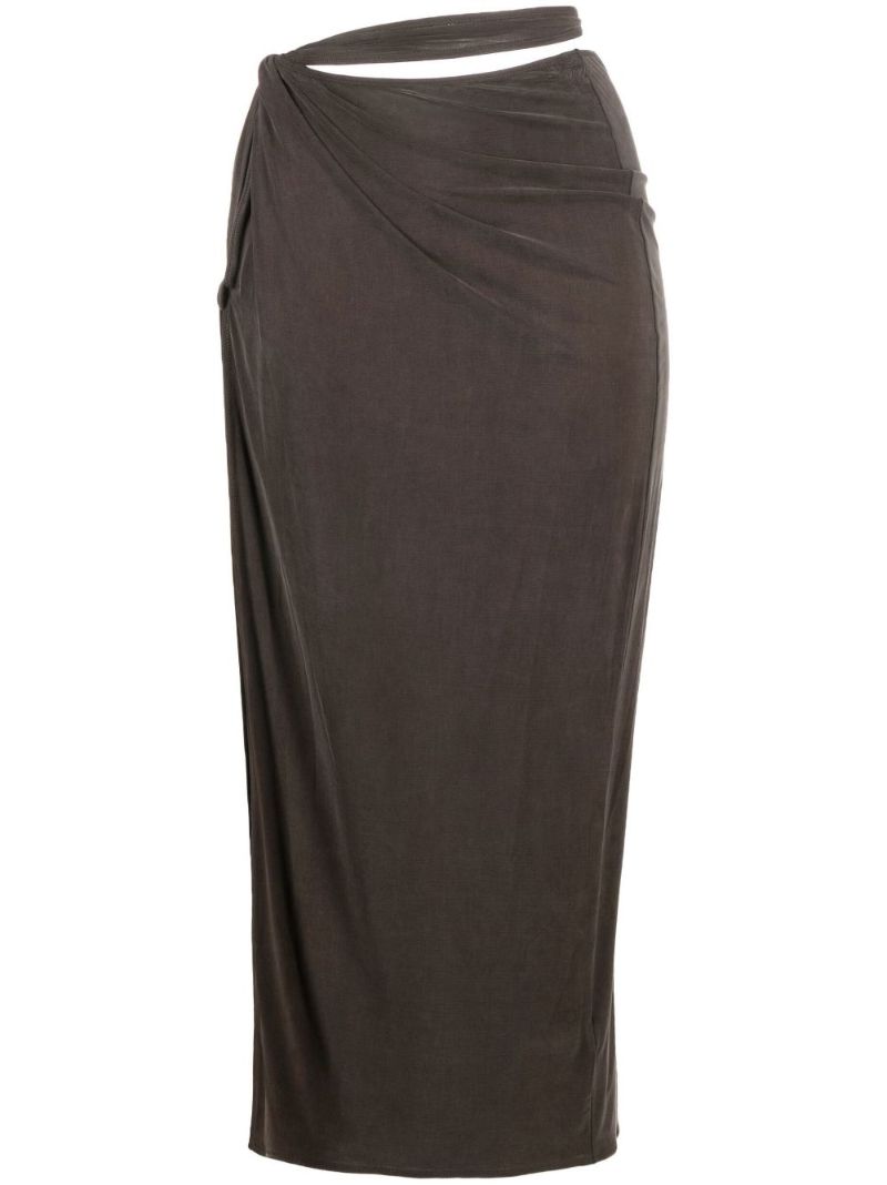 Brown La Jupe Espelho Asymmetric Midi Skirt