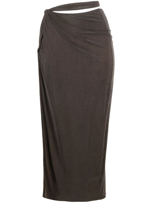 Brown La Jupe Espelho Asymmetric Midi Skirt